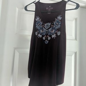 American Eagle Deep burgandy tank top with flower